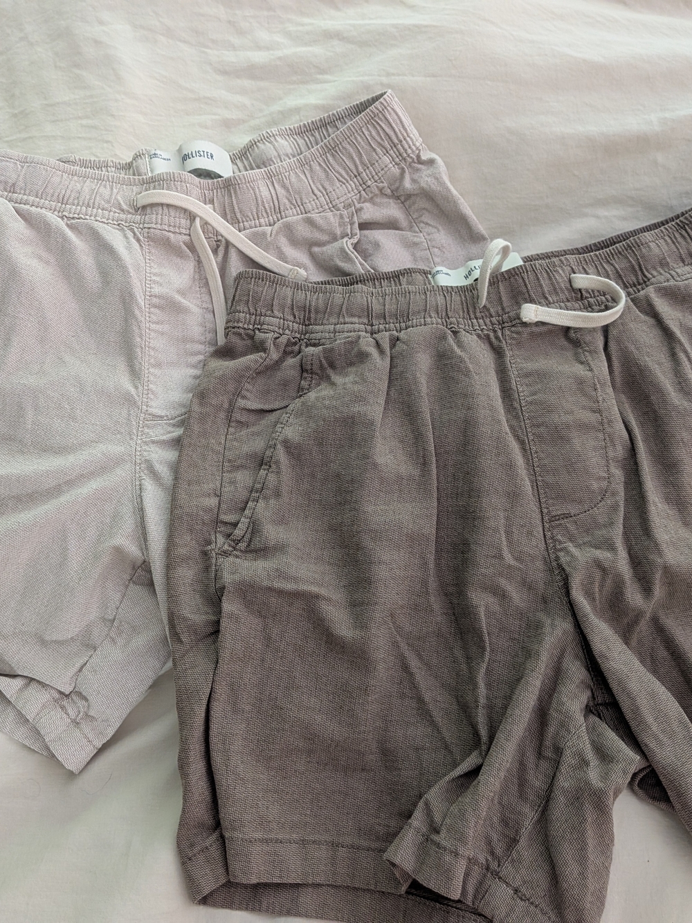Hollister Young Men's Drawstring Linen-Blend Shorts - Taupe & Light Mauve